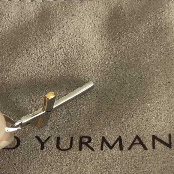 DAVID YURMAN 2MM Cross Necklace in Silver and 18K Gold Adjustable - Picture 5 of 7
